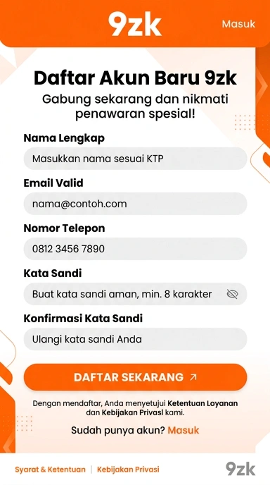 Cara Mudah Registrasi Akun 9zk untuk Pengguna Android