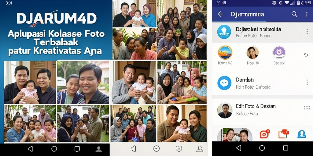 Antarmuka DJARUM4D untuk kolase foto yang menarik dan mudah digunakan.