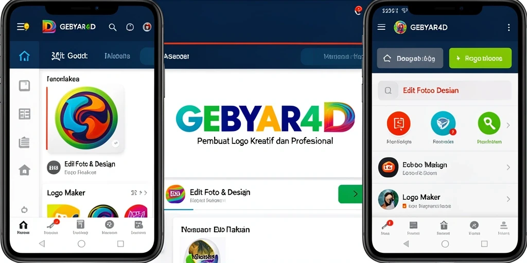 Tampilan antarmuka GEBYAR4D untuk membuat logo yang menarik.