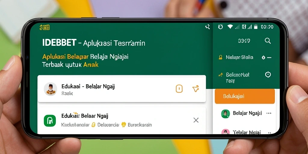 Screenshot aplikasi menunjukkan antarmuka belajar ngaji yang menarik.