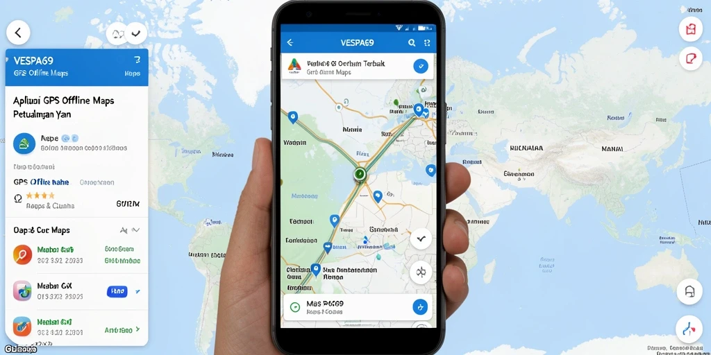 Antarmuka pengguna VESPA69 yang intuitif untuk GPS Offline Maps.